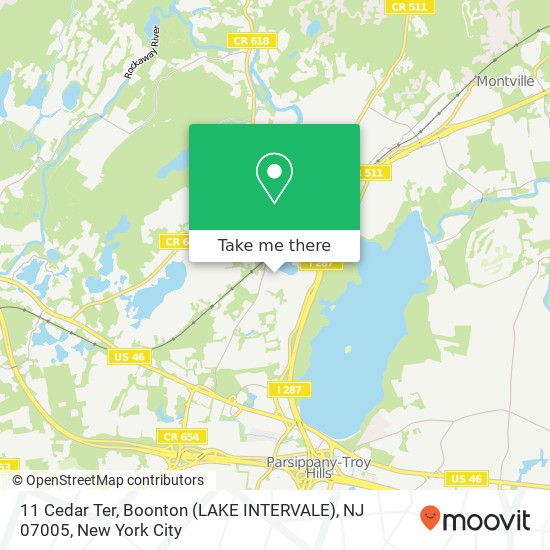 Mapa de 11 Cedar Ter, Boonton (LAKE INTERVALE), NJ 07005