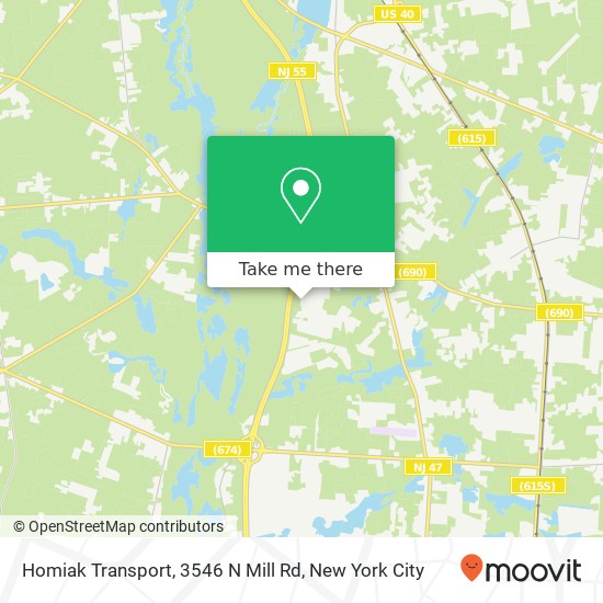 Mapa de Homiak Transport, 3546 N Mill Rd