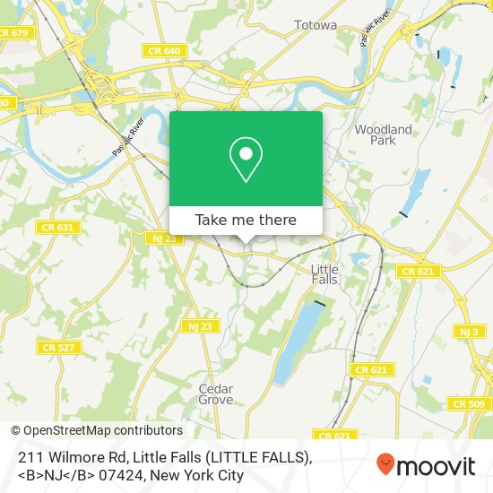 211 Wilmore Rd, Little Falls (LITTLE FALLS), <B>NJ< / B> 07424 map