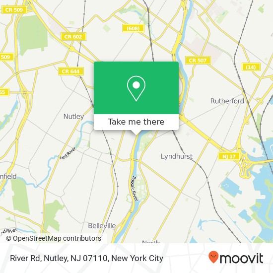 Mapa de River Rd, Nutley, NJ 07110