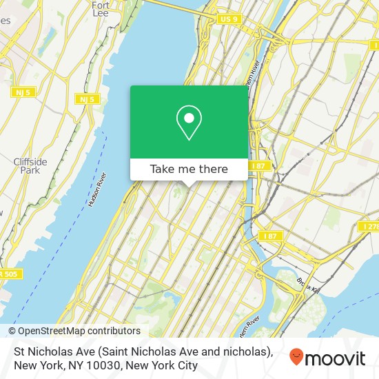 St Nicholas Ave (Saint Nicholas Ave and nicholas), New York, NY 10030 map