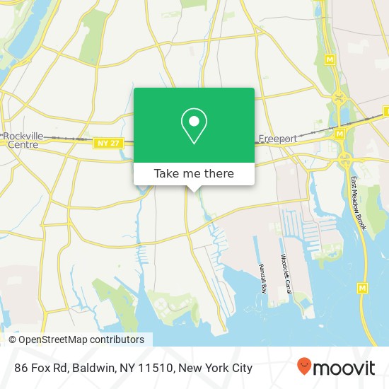 Mapa de 86 Fox Rd, Baldwin, NY 11510