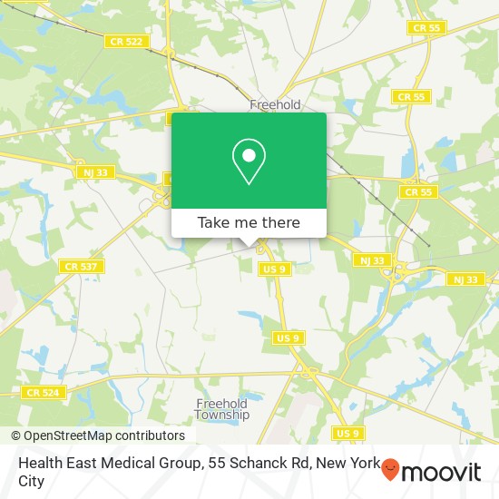 Mapa de Health East Medical Group, 55 Schanck Rd