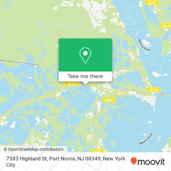 Mapa de 7383 Highland St, Port Norris, NJ 08349