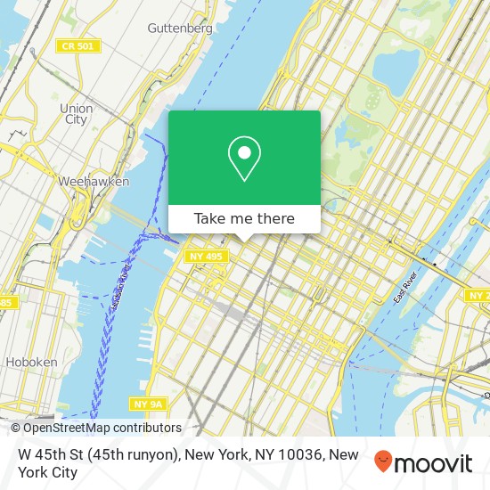 Mapa de W 45th St (45th runyon), New York, NY 10036