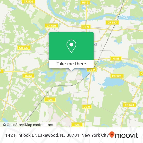Mapa de 142 Flintlock Dr, Lakewood, NJ 08701