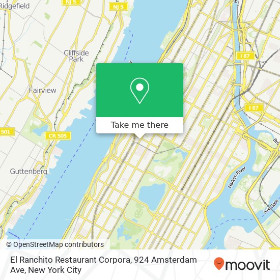 Mapa de El Ranchito Restaurant Corpora, 924 Amsterdam Ave