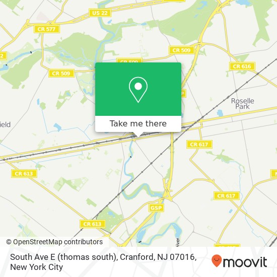 South Ave E (thomas south), Cranford, NJ 07016 map
