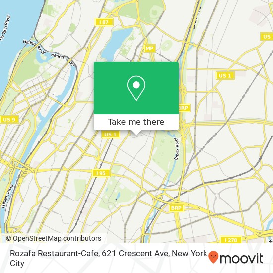 Mapa de Rozafa Restaurant-Cafe, 621 Crescent Ave