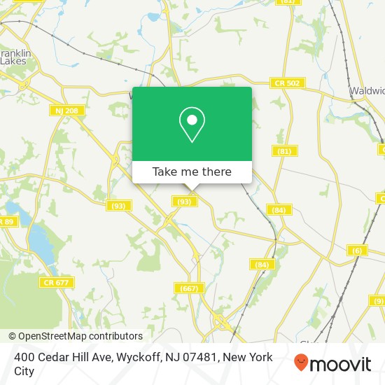 Mapa de 400 Cedar Hill Ave, Wyckoff, NJ 07481