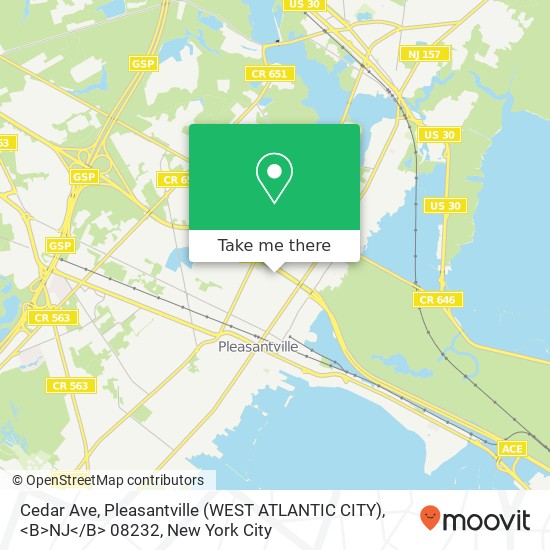 Mapa de Cedar Ave, Pleasantville (WEST ATLANTIC CITY), <B>NJ< / B> 08232