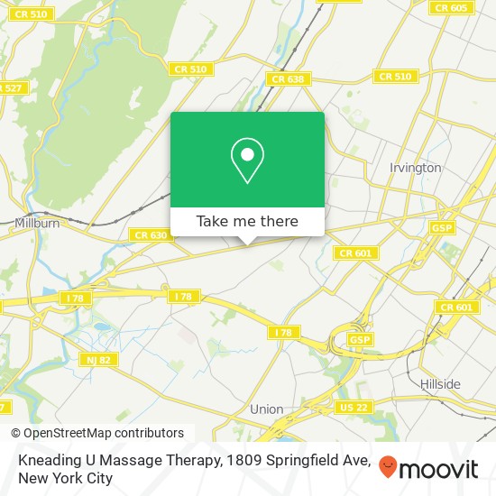 Mapa de Kneading U Massage Therapy, 1809 Springfield Ave