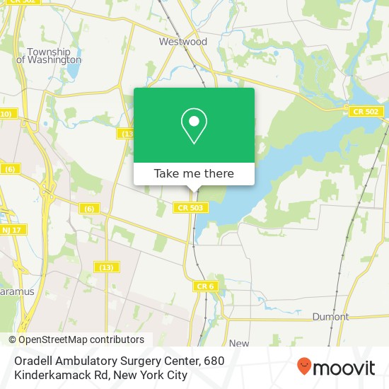 Oradell Ambulatory Surgery Center, 680 Kinderkamack Rd map