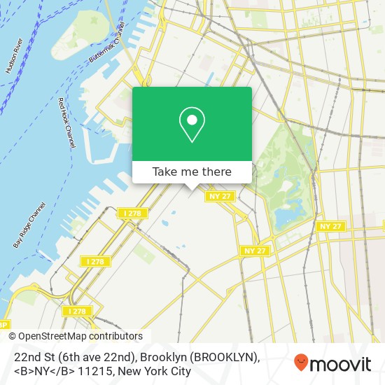 Mapa de 22nd St (6th ave 22nd), Brooklyn (BROOKLYN), <B>NY< / B> 11215