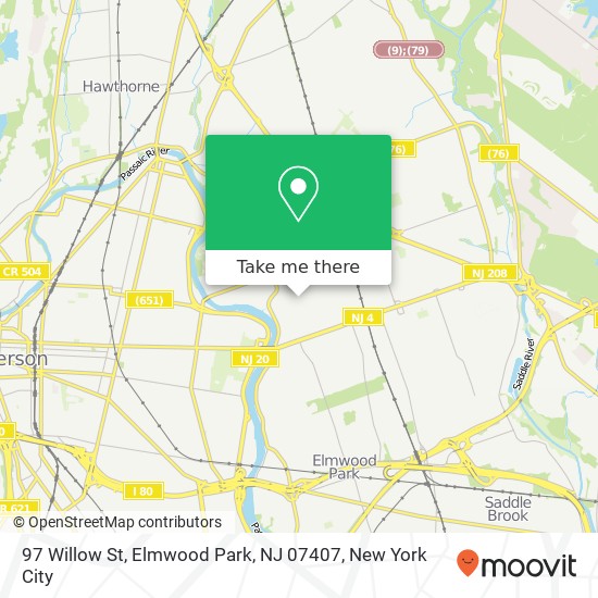 Mapa de 97 Willow St, Elmwood Park, NJ 07407