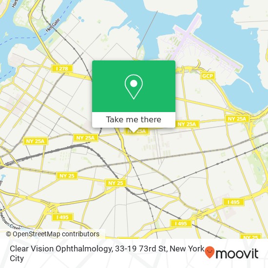 Mapa de Clear Vision Ophthalmology, 33-19 73rd St