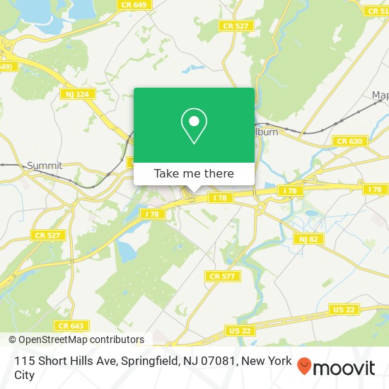 115 Short Hills Ave, Springfield, NJ 07081 map