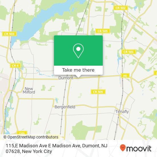 Mapa de 115,E Madison Ave E Madison Ave, Dumont, NJ 07628