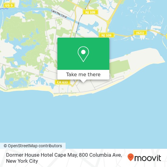 Mapa de Dormer House Hotel Cape May, 800 Columbia Ave