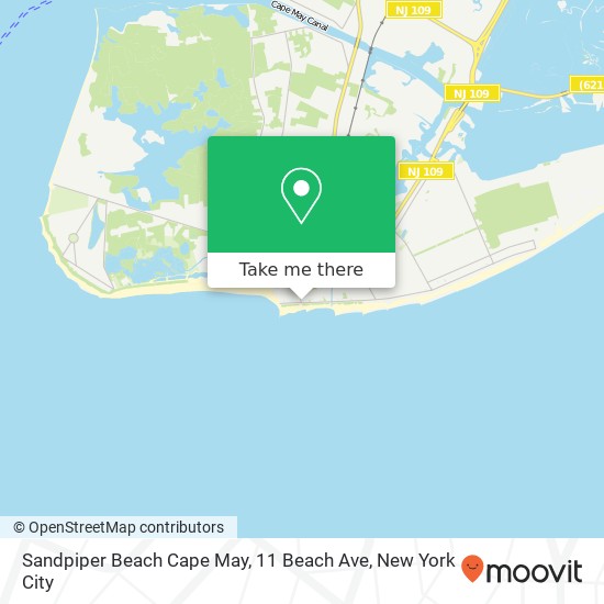 Mapa de Sandpiper Beach Cape May, 11 Beach Ave
