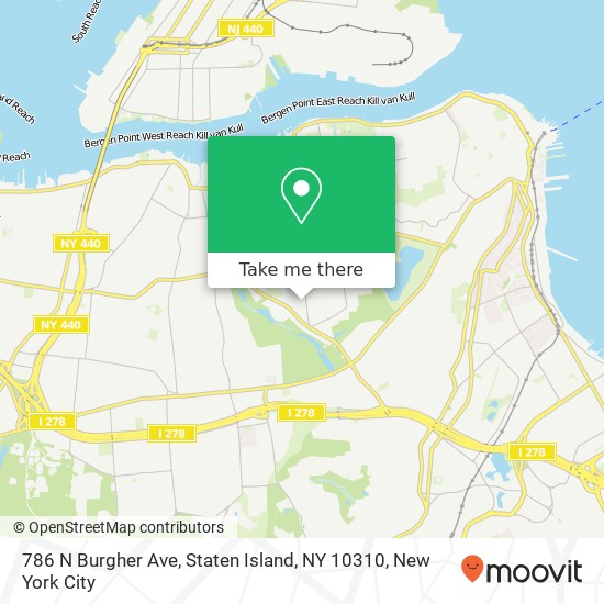 Mapa de 786 N Burgher Ave, Staten Island, NY 10310