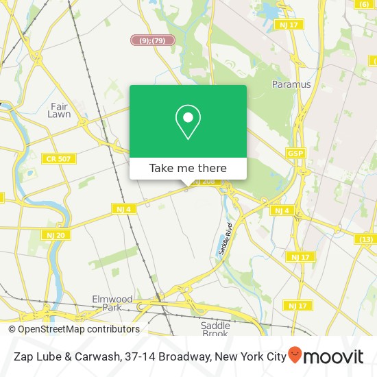 Mapa de Zap Lube & Carwash, 37-14 Broadway