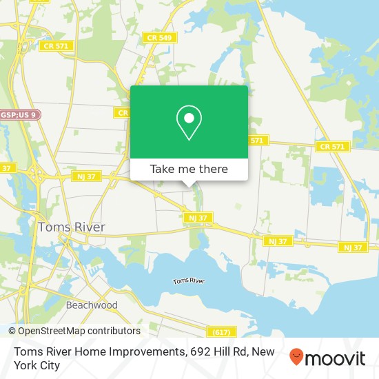 Toms River Home Improvements, 692 Hill Rd map