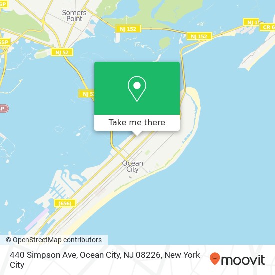 Mapa de 440 Simpson Ave, Ocean City, NJ 08226