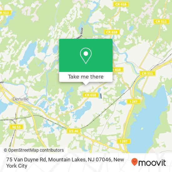 Mapa de 75 Van Duyne Rd, Mountain Lakes, NJ 07046