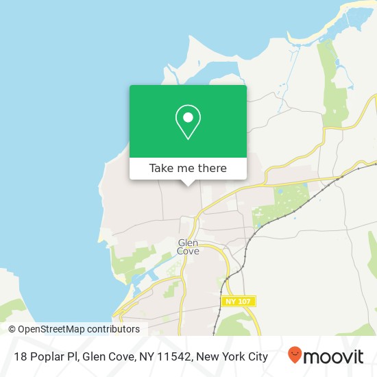 Mapa de 18 Poplar Pl, Glen Cove, NY 11542