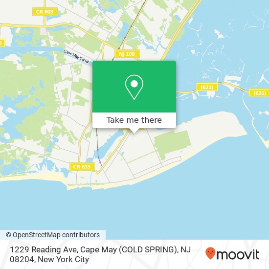 Mapa de 1229 Reading Ave, Cape May (COLD SPRING), NJ 08204