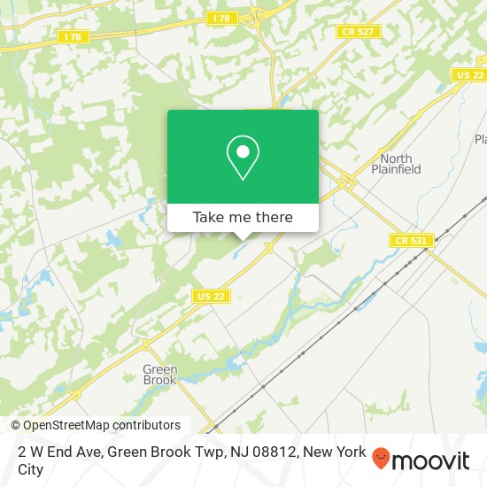 Mapa de 2 W End Ave, Green Brook Twp, NJ 08812