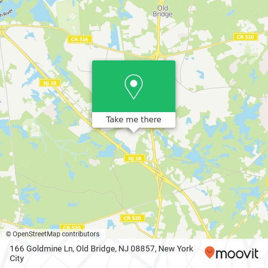 Mapa de 166 Goldmine Ln, Old Bridge, NJ 08857