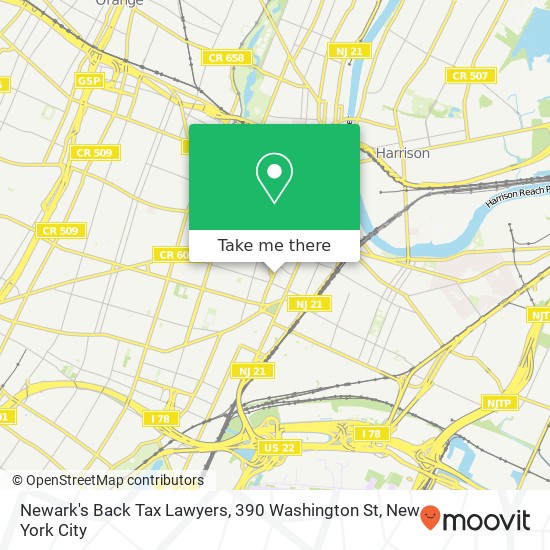 Newark's Back Tax Lawyers, 390 Washington St map