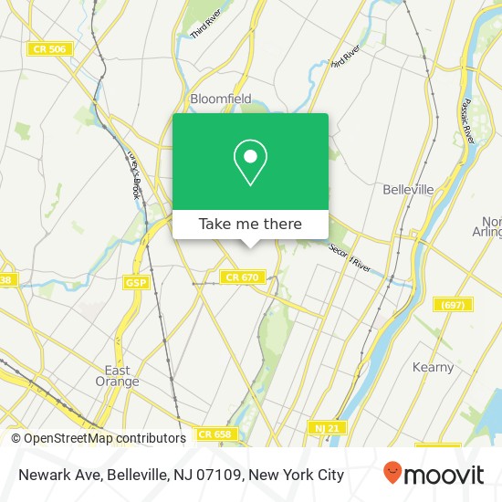 Mapa de Newark Ave, Belleville, NJ 07109