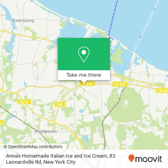 Mapa de Anna's Homemade Italian Ice and Ice Cream, 83 Leonardville Rd