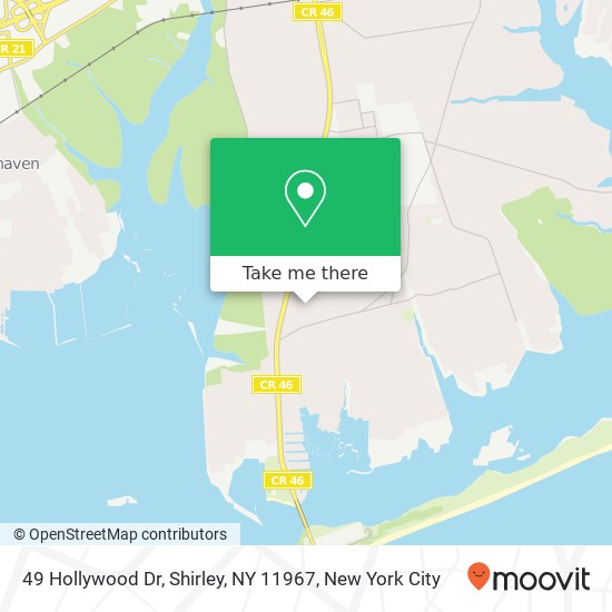 Mapa de 49 Hollywood Dr, Shirley, NY 11967