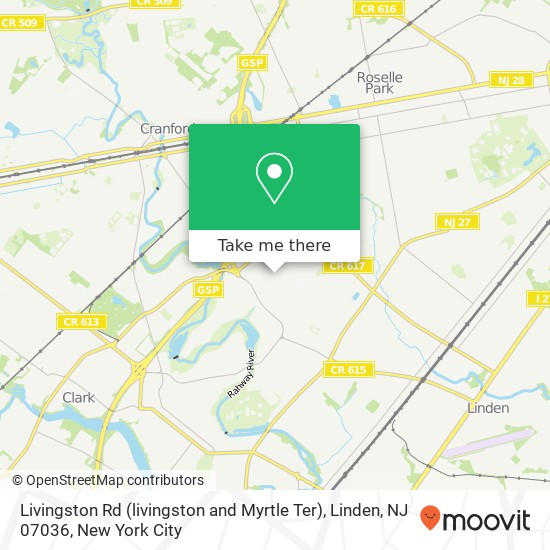 Mapa de Livingston Rd (livingston and Myrtle Ter), Linden, NJ 07036