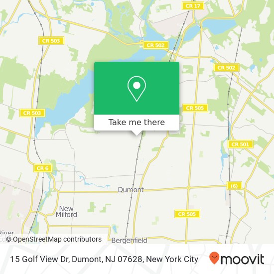 Mapa de 15 Golf View Dr, Dumont, NJ 07628