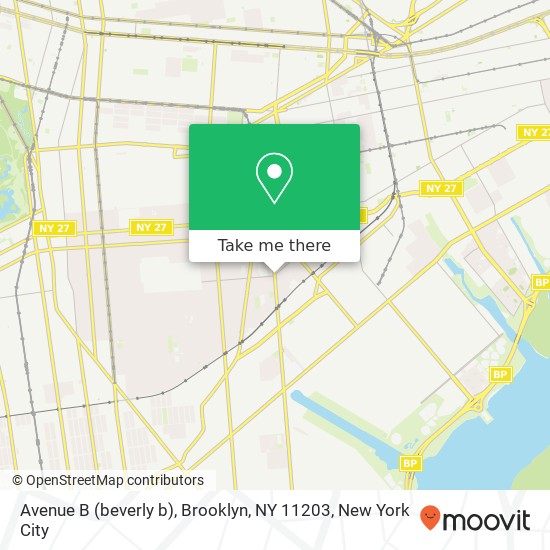 Mapa de Avenue B (beverly b), Brooklyn, NY 11203