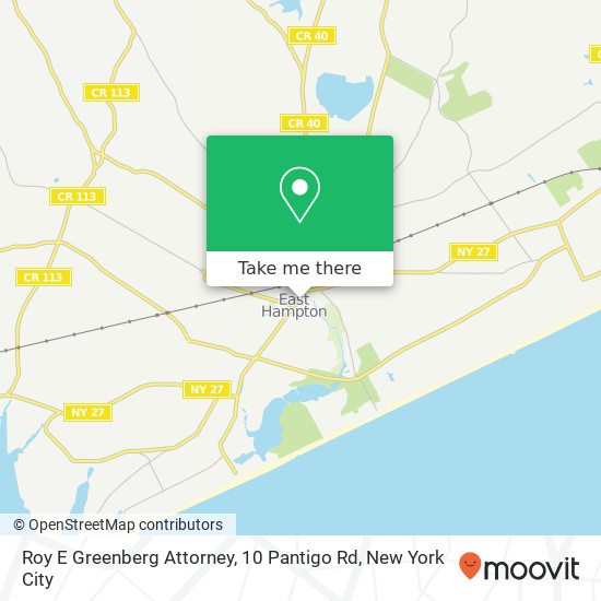 Roy E Greenberg Attorney, 10 Pantigo Rd map