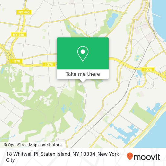 Mapa de 18 Whitwell Pl, Staten Island, NY 10304