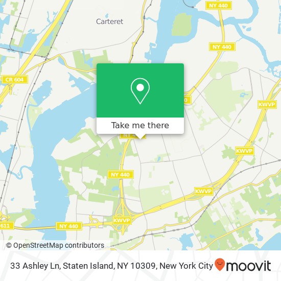 Mapa de 33 Ashley Ln, Staten Island, NY 10309