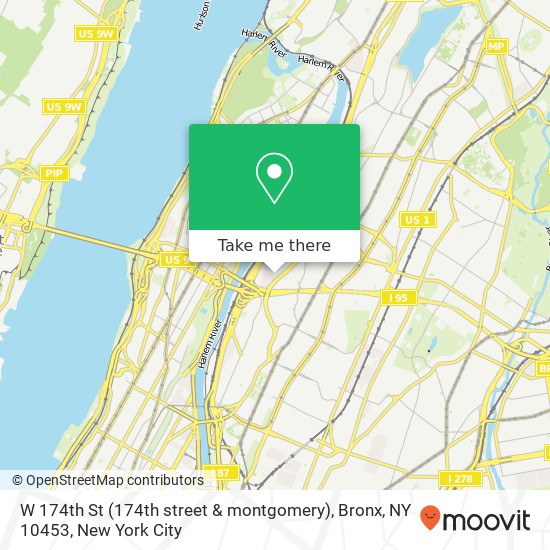 Mapa de W 174th St (174th street & montgomery), Bronx, NY 10453