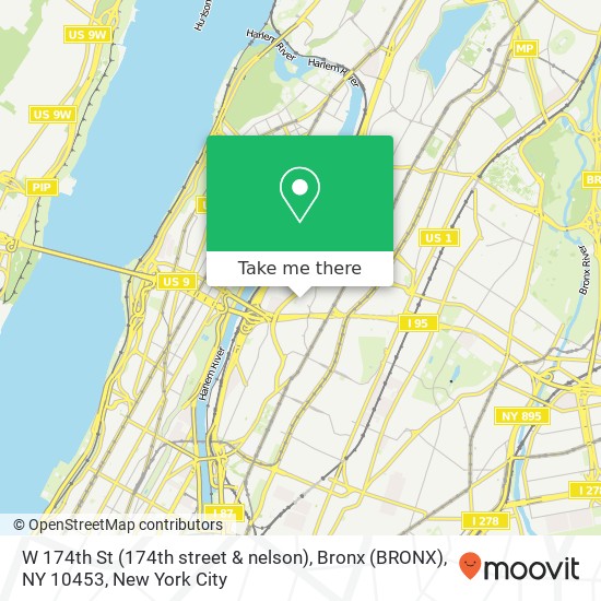 W 174th St (174th street & nelson), Bronx (BRONX), NY 10453 map