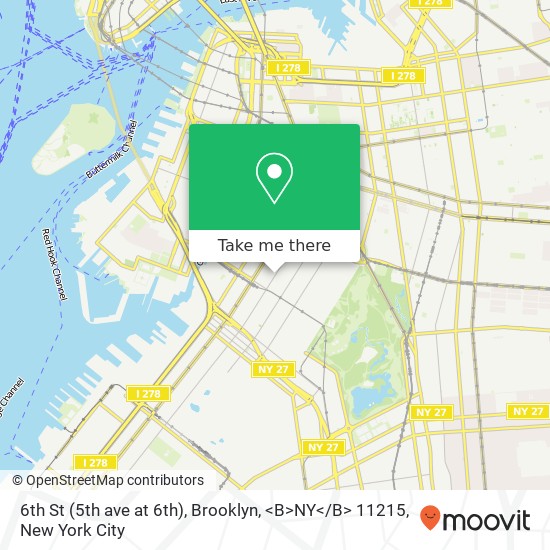Mapa de 6th St (5th ave at 6th), Brooklyn, <B>NY< / B> 11215
