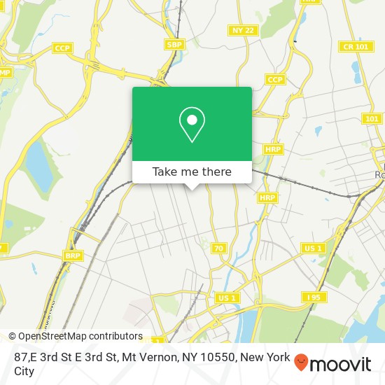 Mapa de 87,E 3rd St E 3rd St, Mt Vernon, NY 10550