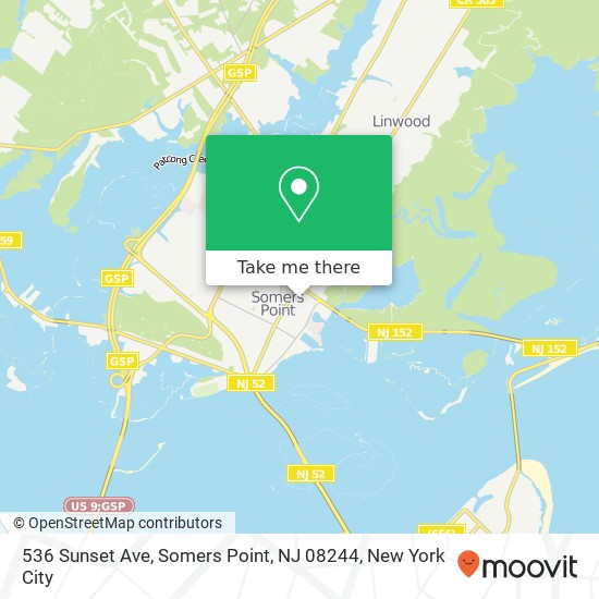 Mapa de 536 Sunset Ave, Somers Point, NJ 08244