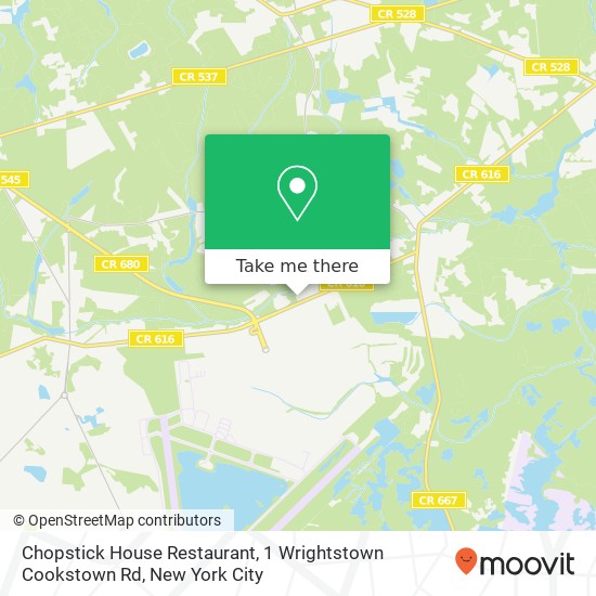 Mapa de Chopstick House Restaurant, 1 Wrightstown Cookstown Rd