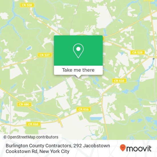 Mapa de Burlington County Contractors, 292 Jacobstown Cookstown Rd